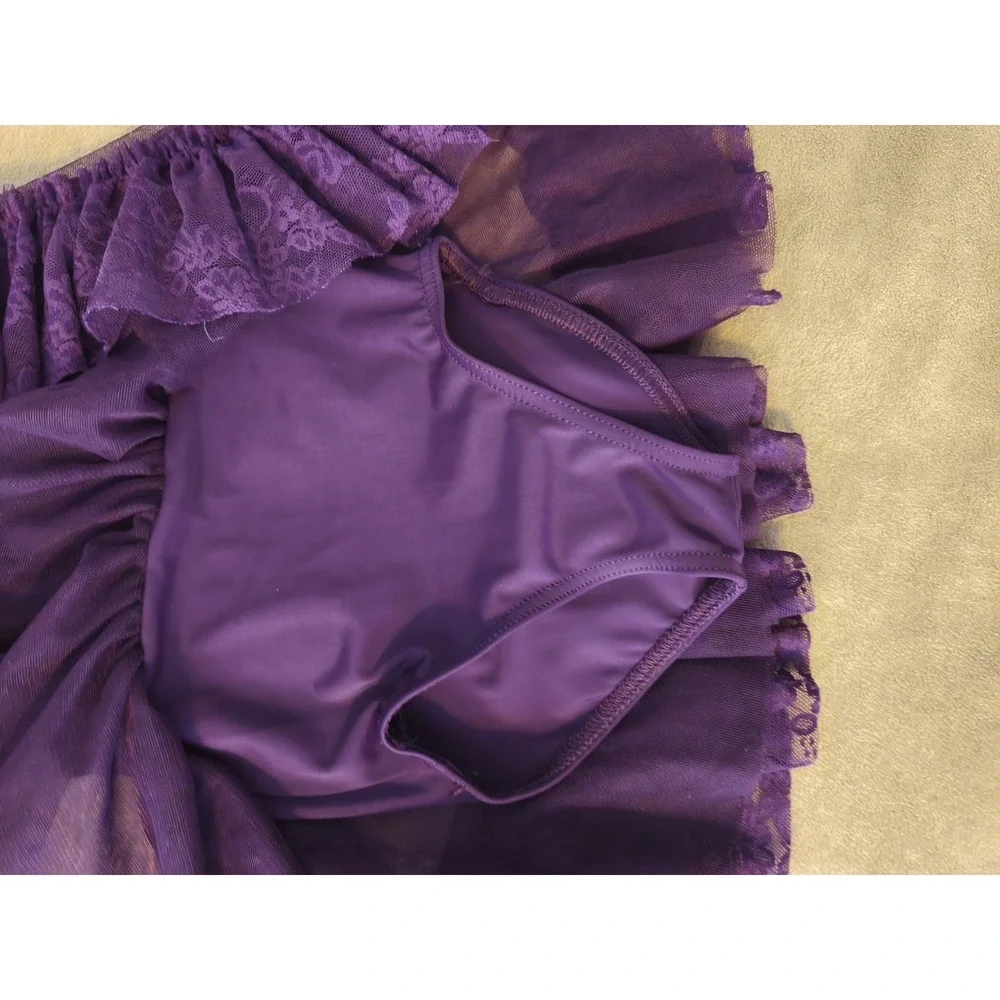Weissman Purple Lace Tulle Dance Costume Dress Girls XSC Recital Pageant
